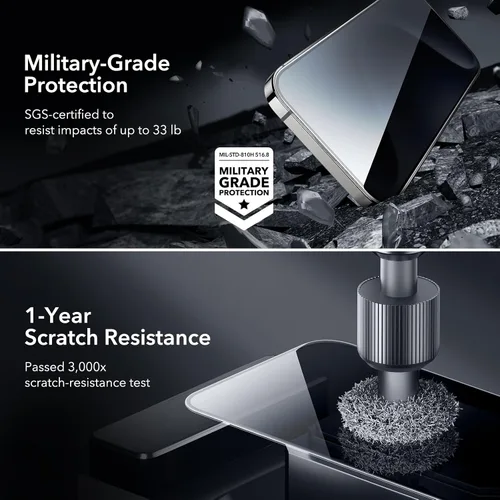 Vista 5 de ESR Paquete de 3+1 protector de pantalla de privacidad para iPhone 15 Plus, protector de pantalla de privacidad de vidrio templado antiespía, bordes