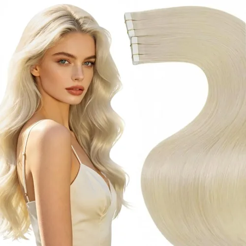 Vista 43 de LaaVoo Extensiones adhesivas de cabello humano real, color negro azabache, extensiones de cabello humano liso y sedoso, 10 pulgadas, 20