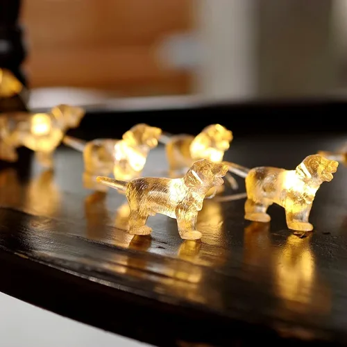 Vista 4 de Guirnalda de luces de hadas labrador, luz decorativa única, regalos para perros para niñas, lindas luces 20 LED, 8 pies, funciona