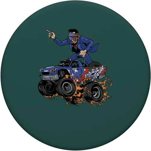 Vista 3 de Abraham Lincoln USA American Monster Truck 4th PopGrip intercambiable retro PopSockets de julio