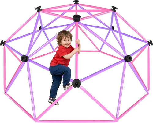 Vista 8 de Gardenature Domo de escalada de 6 pies para niños de 3 a 8 años, gimnasio de selva para interiores y exteriores, escalador de cúpula geométrica que