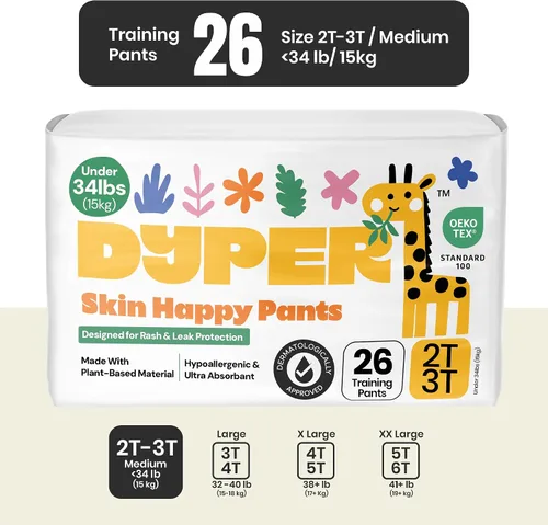 Vista 3 de DYPER Pantalones de Entrenamiento para Ir al Baño para Niñas Pequeñas y Niños, Ingredientes Honestos, Día y Durante la Noche, Hechos