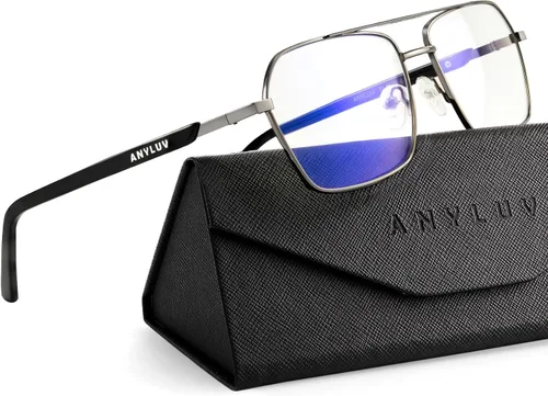 Vista 8 de ANYLUV Gafas de lectura para hombres y mujeres, bloqueo de luz azul, lentes de lectura premium para hombre, marco de Al-mg con bisagra de resorte