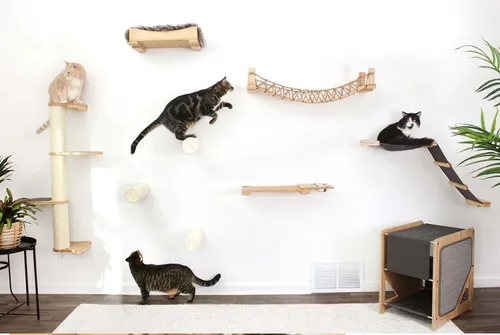 Vista 7 de CatastrophiCreations - Puente para gatos de 50 pulgadas montado en la pared, juguete para jugar y descansar, torre alternativa para mascotas