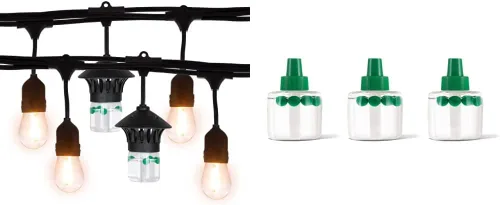 Vista 6 de TIKI BiteFighter Luces de Cadena LED para Exteriores Resistentes a la Intemperie con Repelente de Mosquitos Comprobado 36 Pies, Incluye 3 Cápsulas