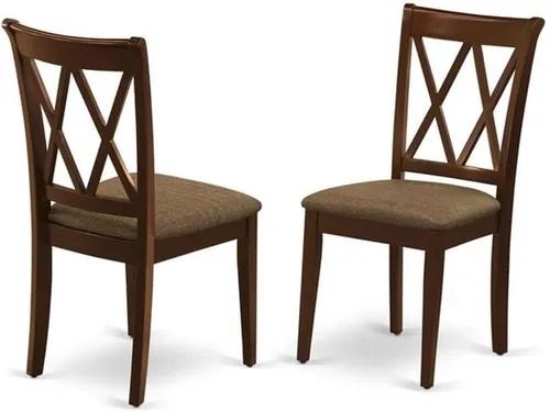 Vista 4 de East West Furniture MLCL3-MAH-C - Juego de muebles de comedor de 3 piezas que contiene una mesa rectangular de madera con hoja de mariposa y 2