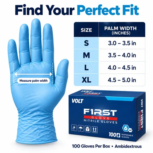 Vista 5 de FIRST GLOVE Volt - Guantes desechables de nitrilo azul de 6 mil, 100 unidades, pequeños, aptos para alimentos, para examen médico, para cocinar