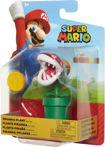 Vista 10 de World of Nintendo Super Mario Piranha Plant Figura articulada de 4 pulgadas con moneda