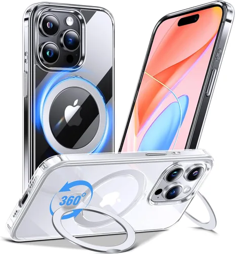 Vista 21 de Anqrp Funda transparente con función atril magnética con junta tórica para iPhone 12/12 Pro, compatible con Mag-Safe, de grado militar, reforzada