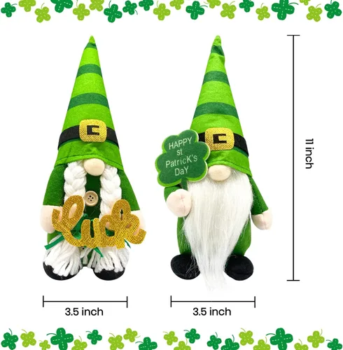 Vista 2 de Decoraciones del día de San Patricio, decoración del día de San Patricio, muñeca de duende, decoraciones de gnomos del día de San Patricio