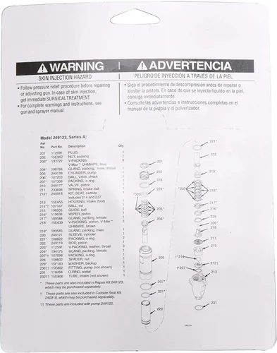Vista 7 de GDHXW 249123 Kit de reparación de bomba para pulverizador de pintura sin aire Graco 7900 2030 200 300 Aftermarket