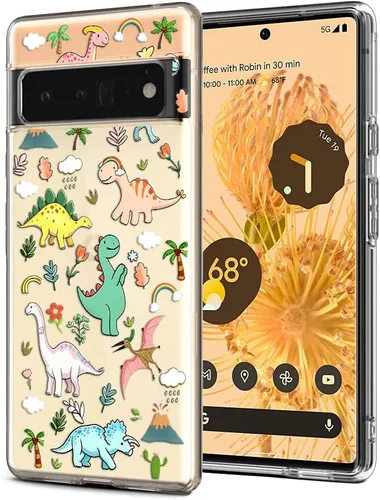Vista 11 de Unov Funda para Pixel 6 Pro, funda transparente con diseño en relieve, gato Gato negro