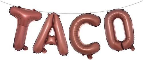 Vista 23 de Fiesta Party Balloons Supplies Taco Balloons Mexican Cinco De Mayo Party Decorations Mylar Foil Balloons Fiesta Party Decorations (L TACO Gold)