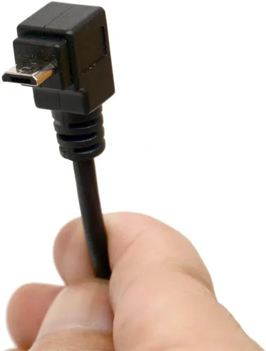 Vista 2 de Cable de extensión micro B de 5 pines en ángulo recto de 90 grados (9.8 in) Adaptador macho a hembra Cable USB de sincronización y carga (abajo)