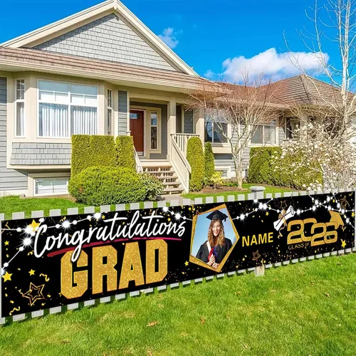 Vista 44 de Decoraciones personalizadas para fiestas de graduación 2026 – Cartel de felicitación de graduación grande – Cartel de fondo de graduación