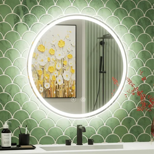Vista 17 de Espejo LED para baño de 24 pulgadas, 3 temperaturas de color (3000K/4500K/6000K), retroiluminación regulable, antivaho, vidrio HD de 5MM, CRI 90+