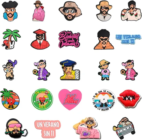Vista 3 de Ahunesa Paquete de 100 dijes para zapatos decorativos para zapatos, pantuflas de jardín, zapatos de jardín, sandalias, pulseras, accesorios