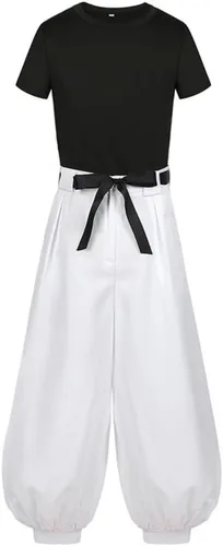 Vista 2 de WKDTWCOS Disfraz de anime Touji Fushiguro para hombre, disfraz de cosplay de manga corta y pantalón, traje de cosplay de Fushiguro Toji, disfraz