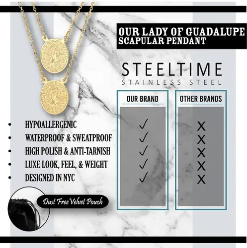 Vista 5 de Steeltime - Escapulario de San Benito (18 quilates) chapado en oro de 18 quilates