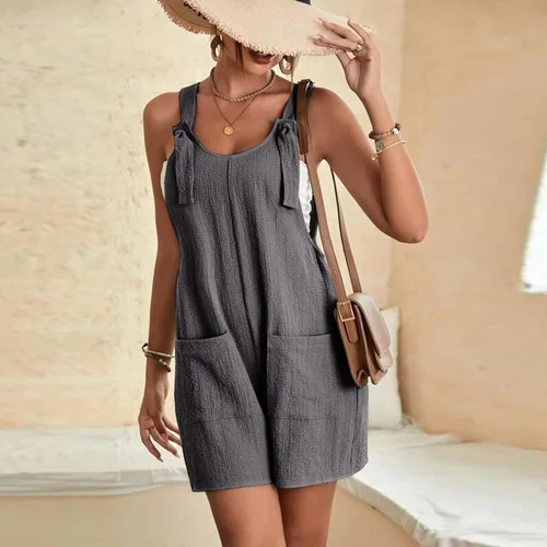 Vista 3 de CTXXUN - Overol corto de verano para mujer, casual, elegante, holgado, con correa ajustable, con bolsillos, talla grande