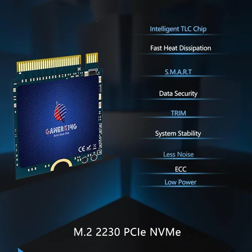 Vista 5 de GAMERKING Unidad interna de estado sólido M.2 2230 SSD NVMe PCIe 3.0 Gen 3X4 de 128 GB de alto rendimiento compatible con portátiles Steam Deck