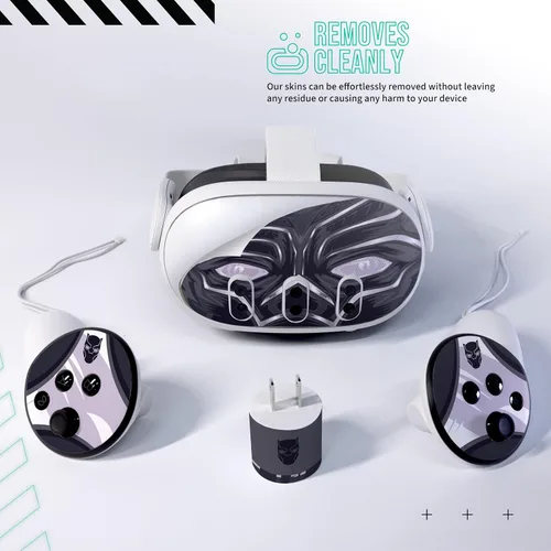 Vista 5 de Easy-to-Apply Skin Sticker Kit Compatible with Meta Quest 3 - Headset Black Cat VR Accessories - Virtual Reality Protective Cover