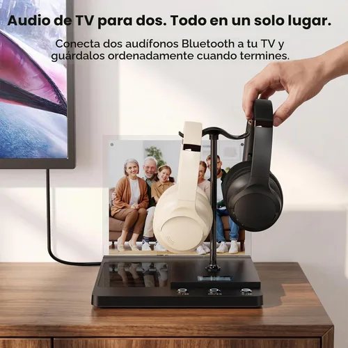 Vista 2 de 1Mii Transmisor Bluetooth B3+ para TV a 2 auriculares inalámbricos