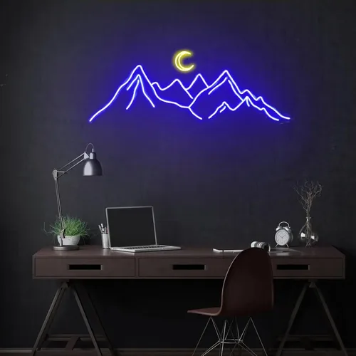 Vista 4 de Letreros de neón de montaña para decoración de pared de 16 pulgadas, letrero de neón LED de dinero, cueva, hogar, fiesta, letreros iluminados por