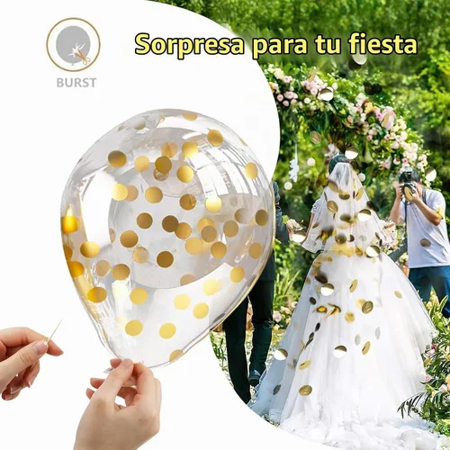 Vista 8 de Bezente Gold Confetti Latex Party Balloons 60 Pack 12 inch