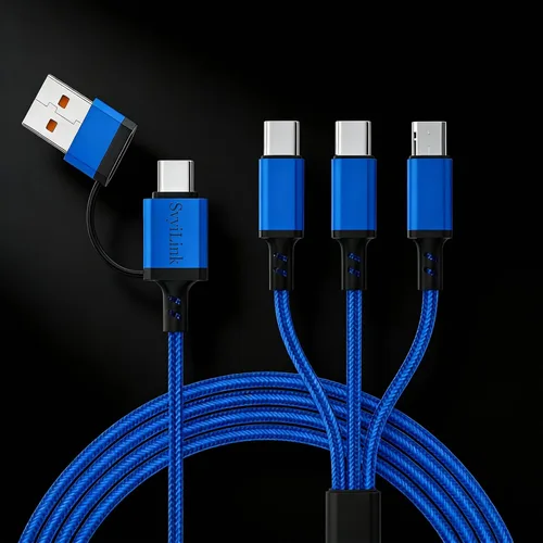 Vista 9 de Cable USB PD cargador rápido iluminado (USB 4 en 1 azul), soporta transferencia de datos, se puede utilizar como luz nocturna, longitud del cable