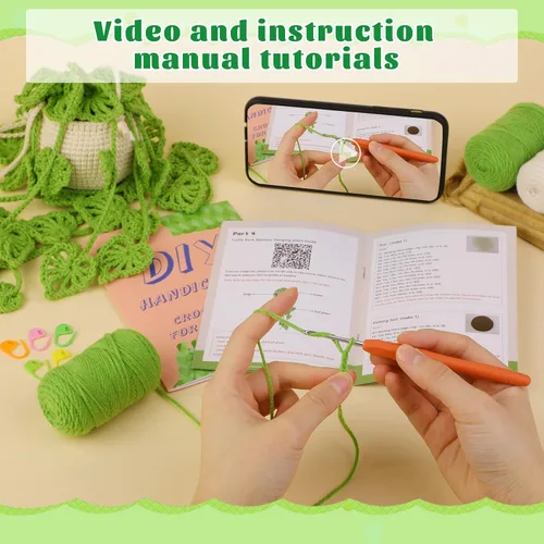Vista 3 de Kogyxe Kit de Ganchillo para Principiantes, Kits de Inicio de Ganchillo Amigurumi con Tutoriales en Video Paso a Paso, Paquete de Inicio de Tejido