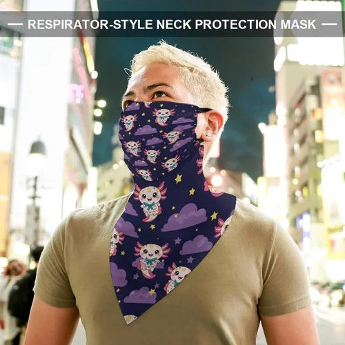 Vista 4 de Bufanda de protección solar UV, bufanda triangular reutilizable con lazo para las orejas
