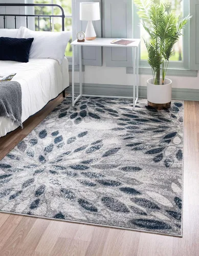 Vista 28 de Unique Loom Sumter Collection - Alfombra Rhett (2 pies x 6 pies, gris/azul marino)
