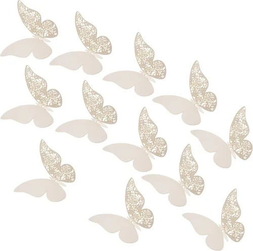 Vista 6 de 12 calcomanías de pared de mariposa 3D, decoración de pared de bricolaje, mariposas de papel extraíbles, decoración de dormitorio de niños y boda