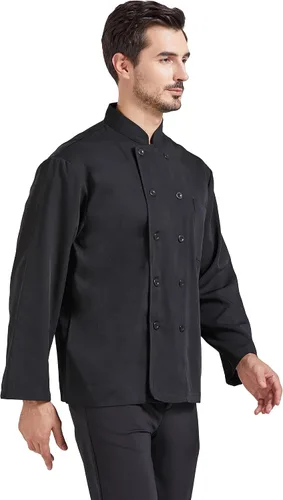 Vista 3 de Nanxson Chaqueta de chef unisex de manga corta/larga Manga larga negra.