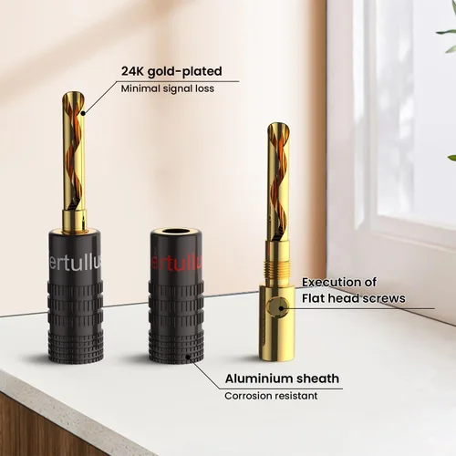 Vista 3 de Tertullus BFA - Enchufes tipo banana de 24 quilates chapados en oro de 24 quilates, bloqueo de doble tornillo para cine en casa, placa de pared