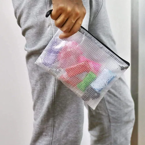 Vista 5 de A3 (17 x 11.5 pulgadas) - Bolsa de malla con cremallera de plástico, carpetas de documentos con cremallera para suministros de oficina, bolsas