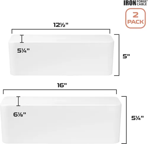 Vista 2 de Iron Forge Cable Caja de organización de cables, paquete de 2 – Organizador de cables blanco y protector para cables, regletas de alimentación