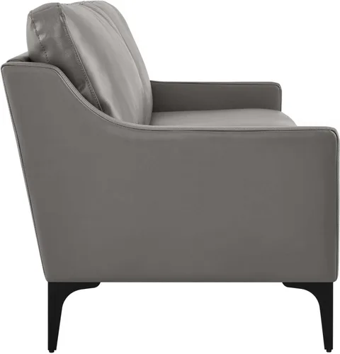 Vista 6 de Modway Sofá Corland de cuero y metal de estilo moderno en acabado gris