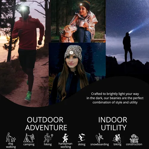 Vista 7 de Night Scope Rechargeable LED Warm Knit Beanie foe Women Men