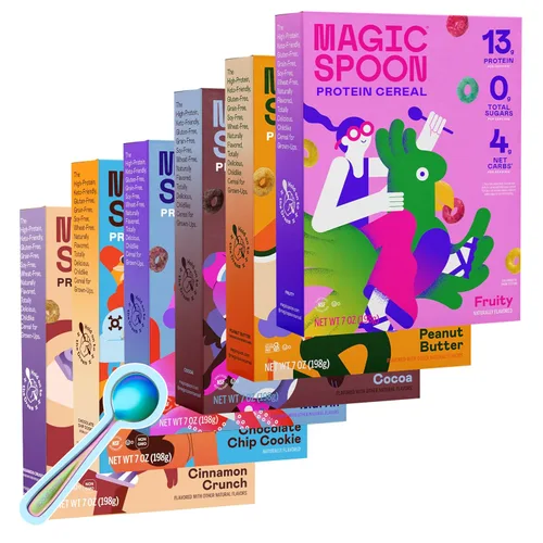 Vista 18 de Cereal Magic Spoon - Cereales Altos en Proteínas - Snacks Sin Azúcar y Comida para el Desayuno - Cereal Sin Granos y Sin Gluten - Snacks Saludables