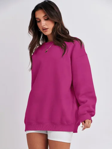 Vista 3 de ANRABESS Sudadera de gran tamaño para mujer, con cuello redondo, estilo Y2K, sudadera con capucha de forro polar, cómoda, camiseta informal, ropa