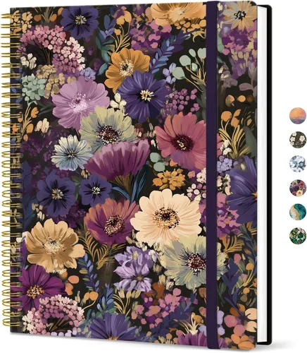 Vista 8 de Taja Diario Grande con Líneas en Espiral para Mujeres, Cuadernos de 8.5" x 11" para Trabajo con Rayado Universitario, Cuadernos A4 Estéticos Bonitos