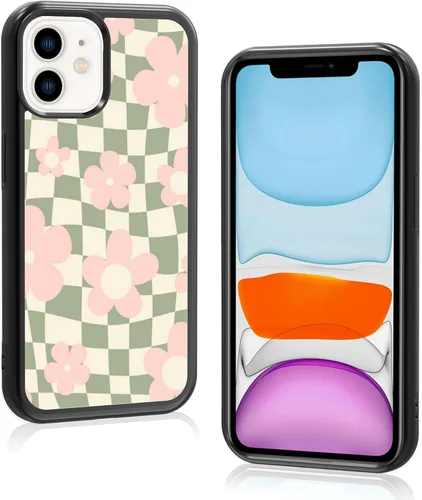 Vista 8 de Funda de teléfono con soporte a cuadros negros con diseño de patrón antideslizante, marco de gel de sílice suave para iPhone 7/8