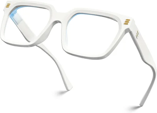 Vista 18 de VISOONE Chunky Rectangle Oversized Blue Light Blocking Computer Glasses Clear Lenses Cute Fake Large Frame Preppy Stylish Designer Fashion Screen