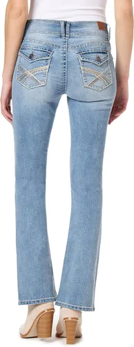 Vista 2 de WallFlower Women's Luscious Curvy Bootcut Mid-Rise Insta Stretch Juniors Jeans (Standard and Plus)
