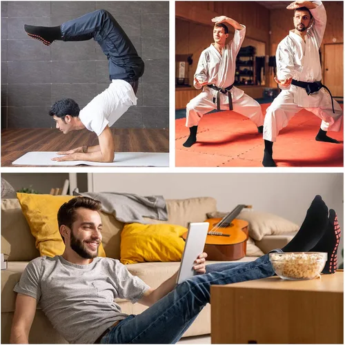 Vista 5 de NOVAYARD 5 pares de calcetines antideslizantes antideslizantes para yoga, pilates, hospital, calcetines para hombres y mujeres