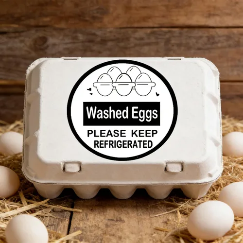 Vista 7 de Etiquetas adhesivas redondas de cartón refrigerado de huevos lavados, etiquetas adhesivas redondas de 2 pulgadas para huevos frescos de granja