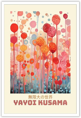 Vista 12 de Pósteres vintage de Ya yoi Kusama The Infinity Big World, arte de pared, arte de pared abstracto de habitación y estética, arte de pared hermoso