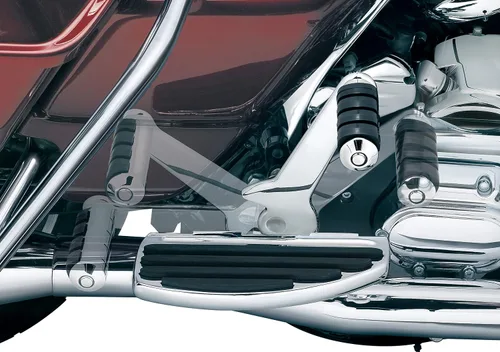 Vista 4 de Kuryakyn 7926 Estriberas de motocicleta: Estriberas ajustables para pasajero para motocicletas Harley-Davidson de 1993-2006 con montaje fijo Cromado